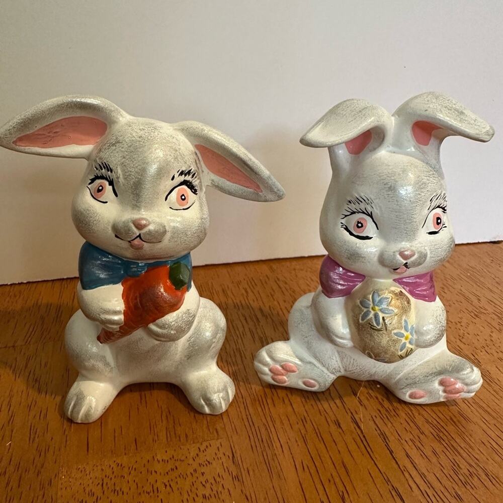 Vintage Charming White and Blue Rabbit Decor Accents